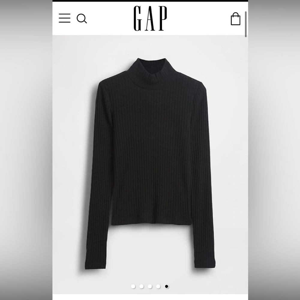 🎉 3/$15 GAP Black Ribbed Mock Neck Long Sleeve Top M